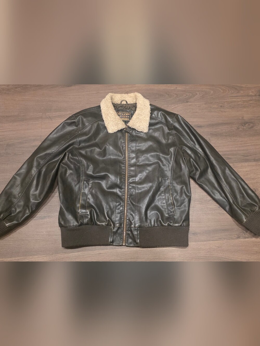 Arizona Jean Company Men's Brown Jacket with Tan Sherpa Collar - 2XL